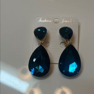 Blue Teardrop Earrings. These are clip on! New.
